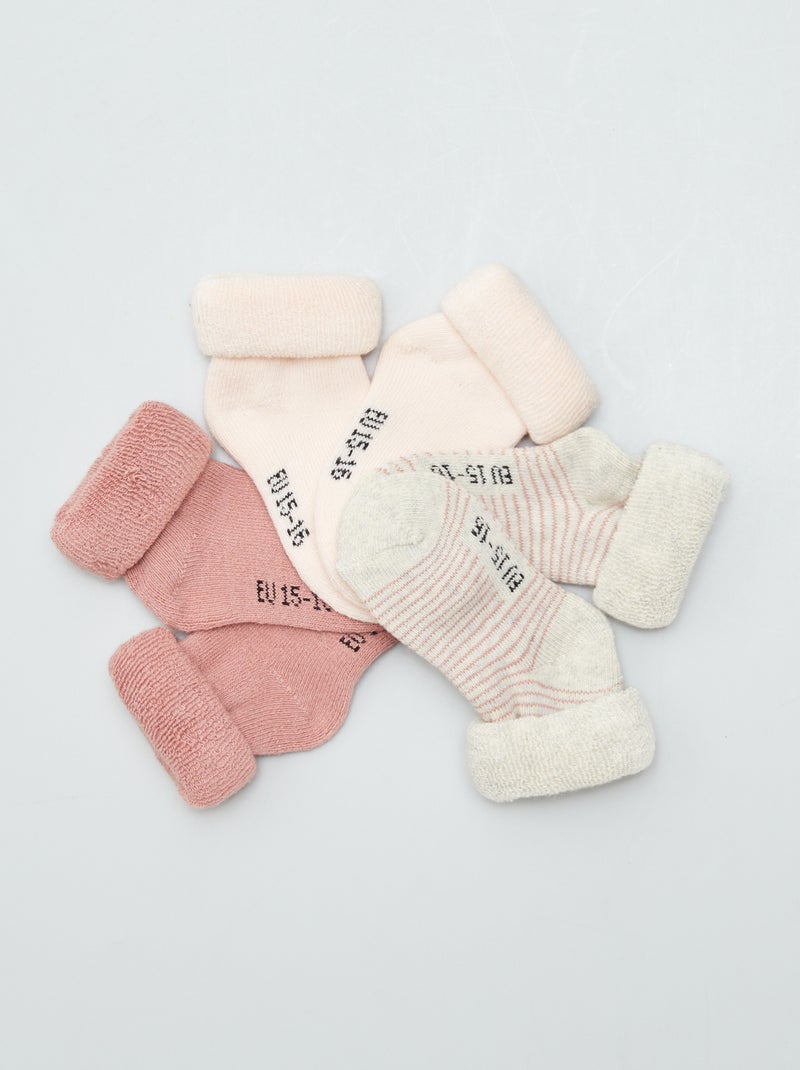 Lot de 3 paires de chaussettes de naissance Rose - Kiabi