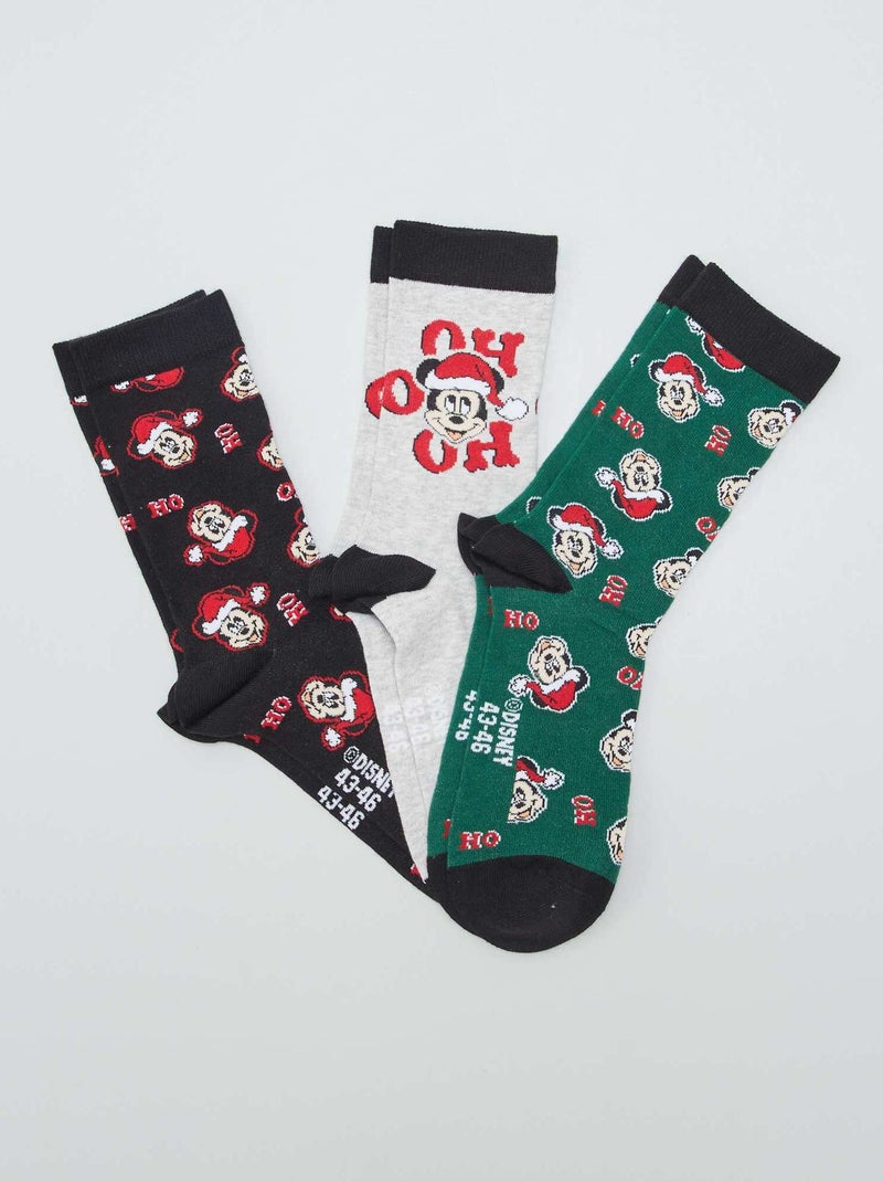 Lot de 3 paires de chaussettes de Noël 'Mickey' Bleu/gris/vert - Kiabi
