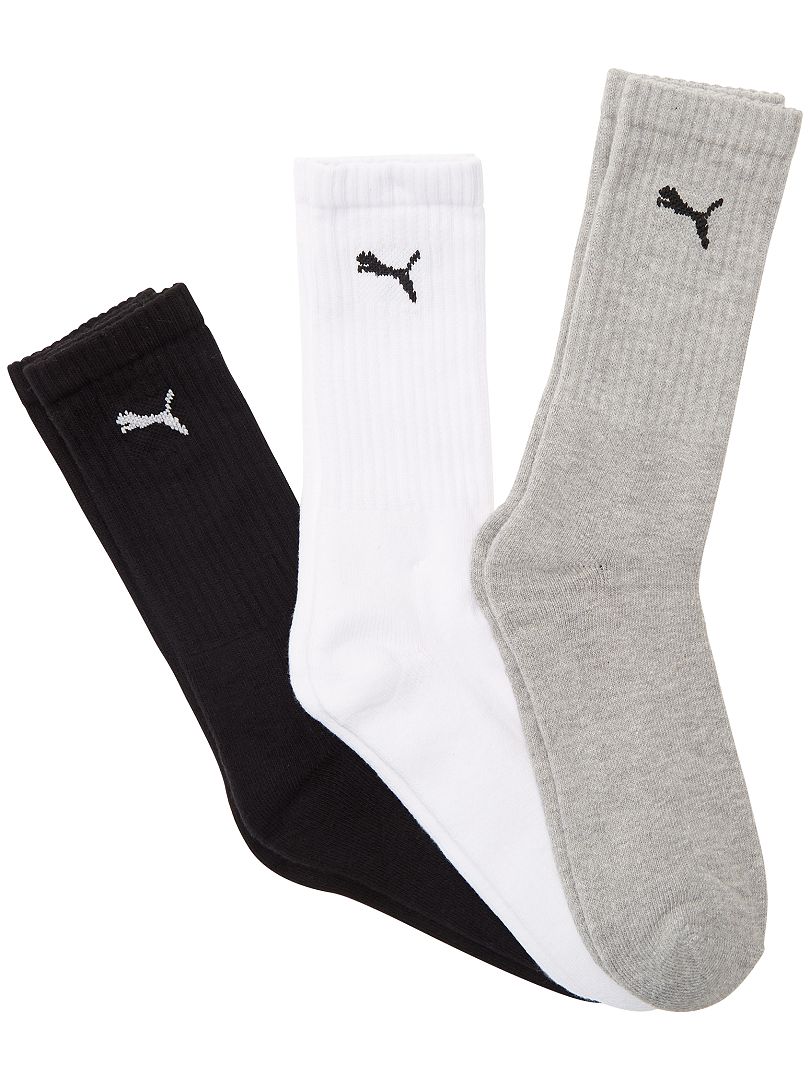 Lot de 3 paires de chaussettes de sport 'Puma' blanc/noir/gris - Kiabi