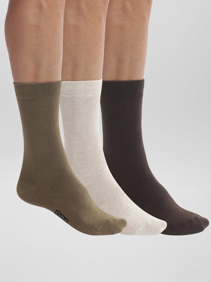 Lot de 3 paires de chaussettes 'DIM' Beige/kaki/marron - Kiabi