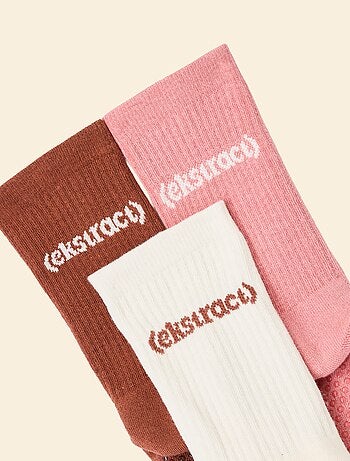 Lot de 3 paires de chaussettes (ekstract) anti-dérapantes en coton