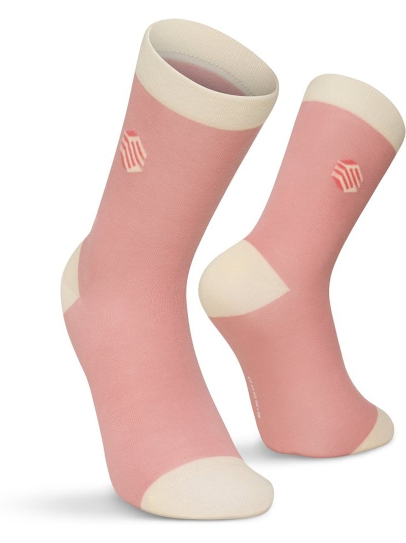 Lot de 3 paires de chaussettes en coton lifestyle homme et femme monogram Rose - Kiabi