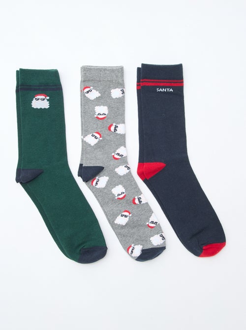 Lot de 3 paires de chaussettes en jersey coton Noël - Kiabi