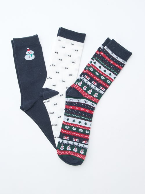 Lot de 3 paires de chaussettes en jersey coton Noël - Kiabi