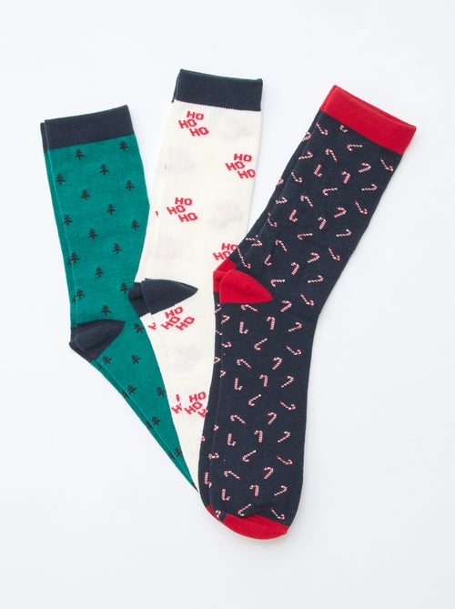 Lot de 3 paires de chaussettes en jersey coton Noël - Kiabi