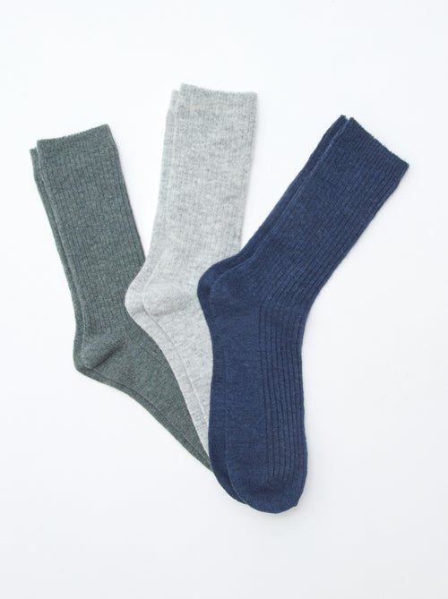 Lot de 3 paires de chaussettes en laine chaude - Kiabi