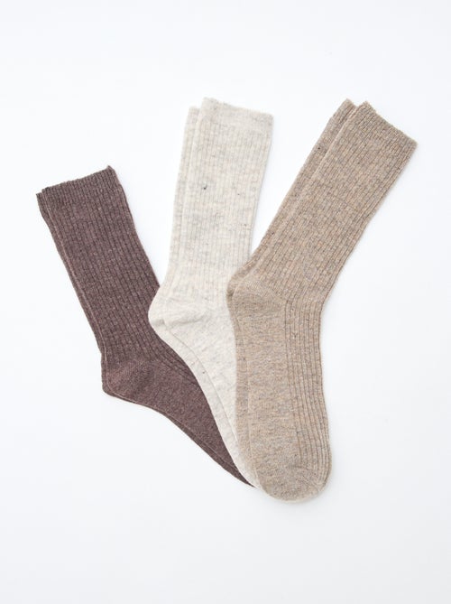 Lot de 3 paires de chaussettes en laine chaude - Kiabi
