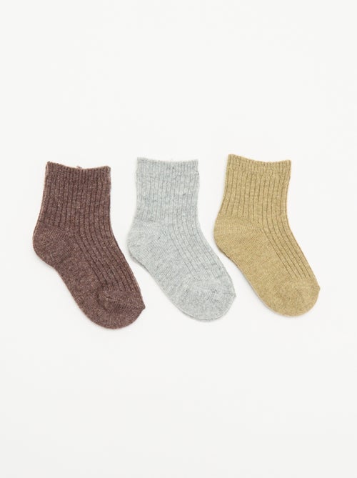 Lot de 3 paires de chaussettes en maille côtelée - Kiabi Lot de 3 paires de chaussettes en maille côtelée - Kiabi