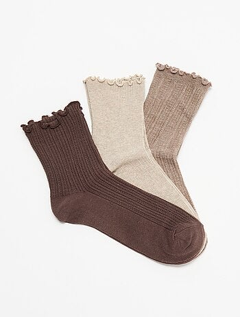 Lot de 3 paires de chaussettes en maille pointelle