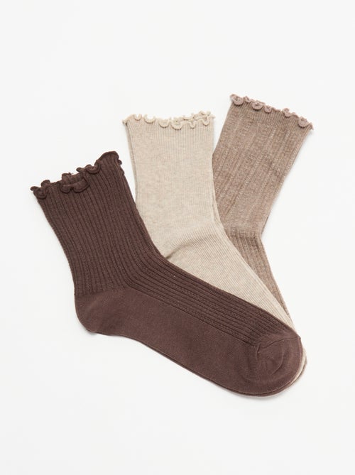 Lot de 3 paires de chaussettes en maille pointelle - Kiabi Lot de 3 paires de chaussettes en maille pointelle - Kiabi