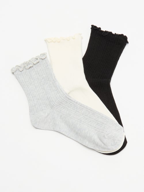 Lot de 3 paires de chaussettes en maille pointelle - Kiabi Lot de 3 paires de chaussettes en maille pointelle - Kiabi