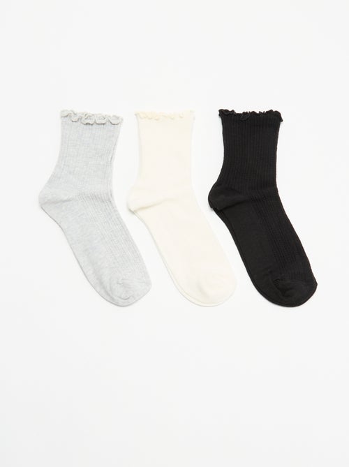 Lot de 3 paires de chaussettes en maille pointelle - Kiabi Lot de 3 paires de chaussettes en maille pointelle - Kiabi