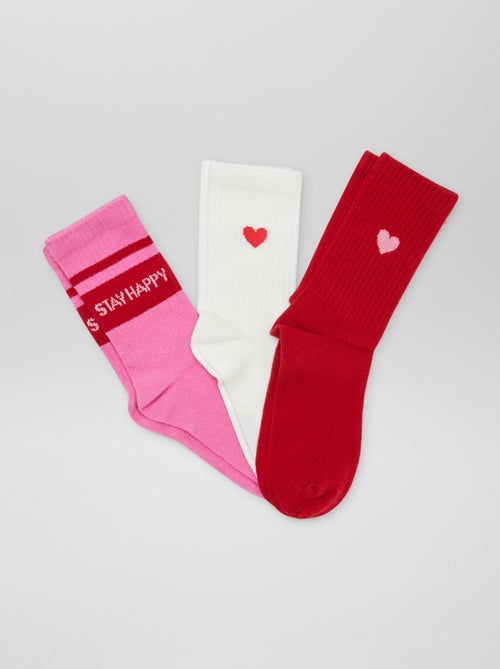 Lot de 3 paires de chaussettes fantaisies de type sport - Kiabi