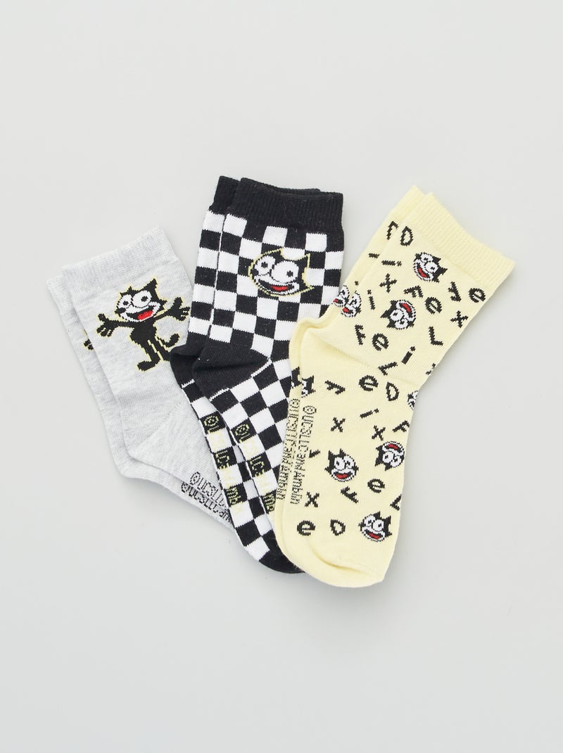 Lot de 3 paires de chaussettes 'Felix the cat' Noir - Kiabi