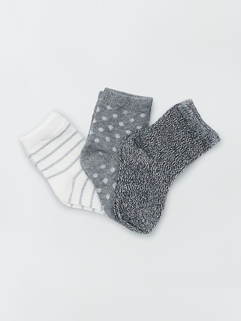 Lot de 3 paires de chaussettes imprimées gris - Kiabi