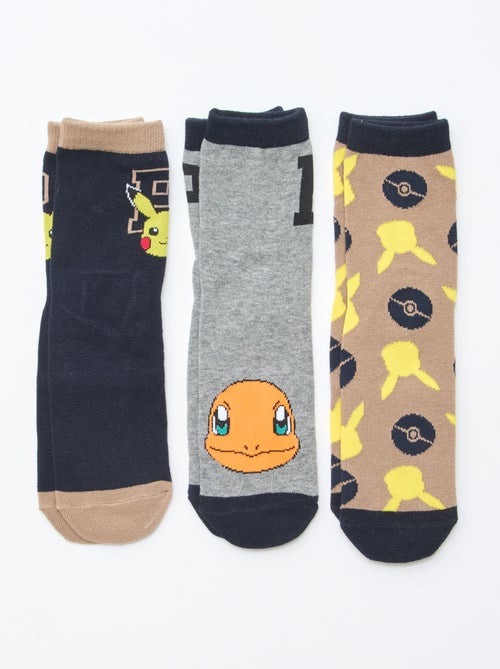 Lot de 3 paires de chaussettes imprimées 'Pokémon' à tiges hautes - Kiabi