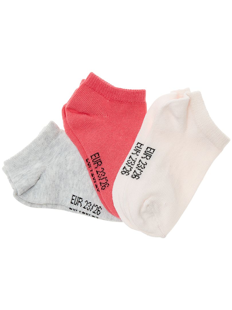 Lot de 3 paires de chaussettes invisibles fuchsia/rose pâle/gris clair - Kiabi