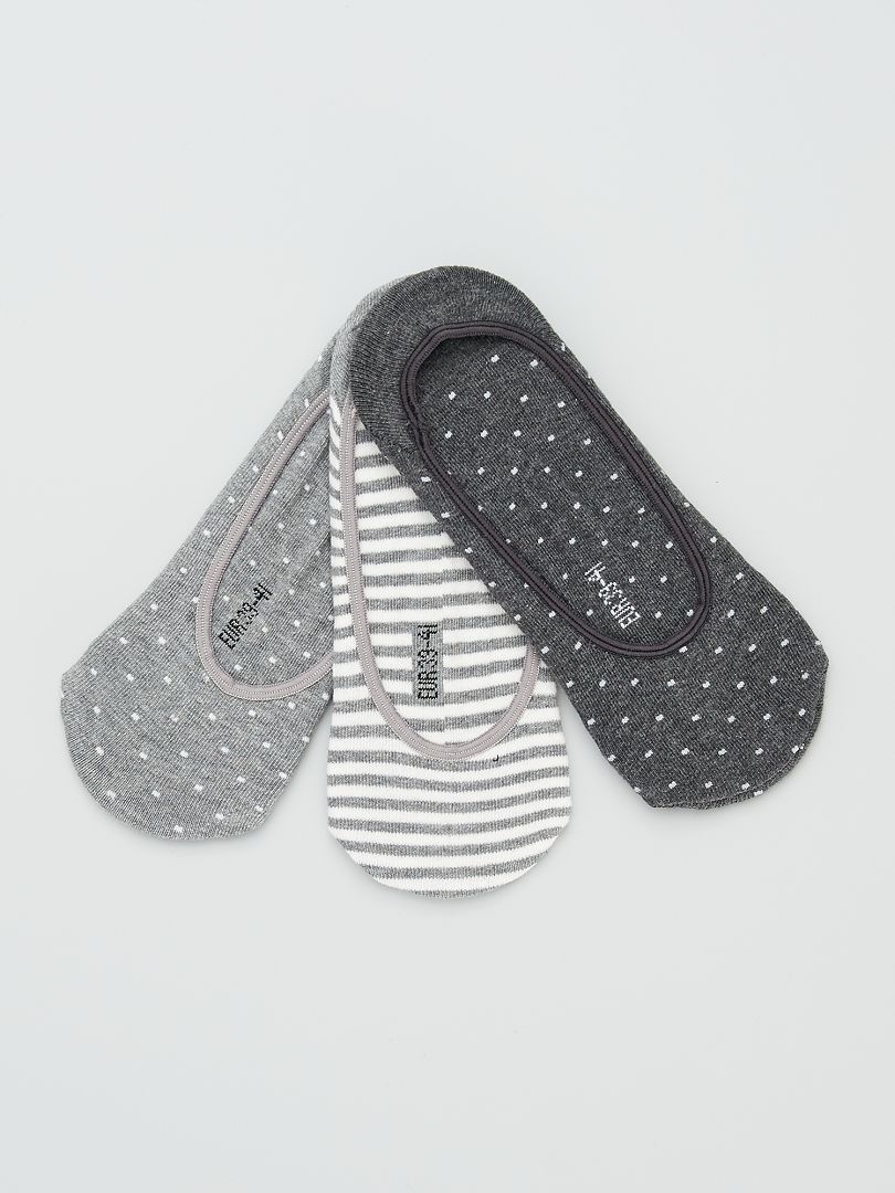 Lot de 3 paires de chaussettes invisibles gris - Kiabi