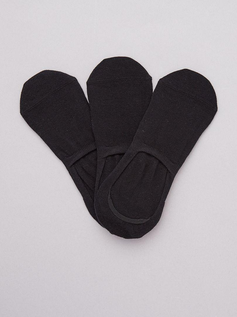 Lot de 3 paires de chaussettes invisibles noir - Kiabi