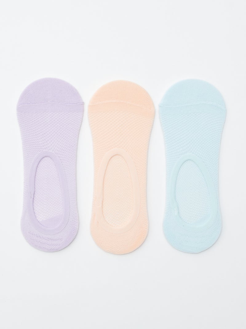 Lot de 3 paires de chaussettes invisibles Violet/Orange/Bleu - Kiabi