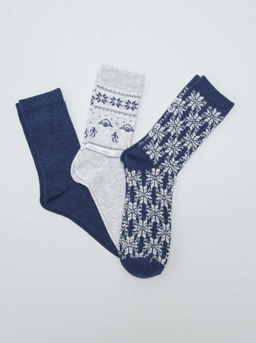 Lot de 3 paires de chaussettes jacquard - Kiabi