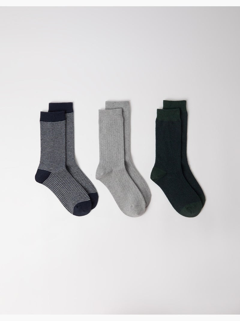 Lot de 3 paires de chaussettes, mo fashion Gris - Kiabi