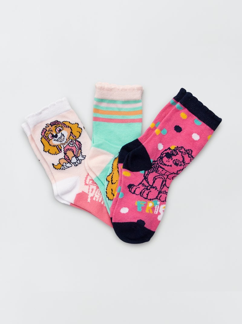 Lot de 3 paires de chaussettes 'Pat Patrouille' rose/bleu - Kiabi