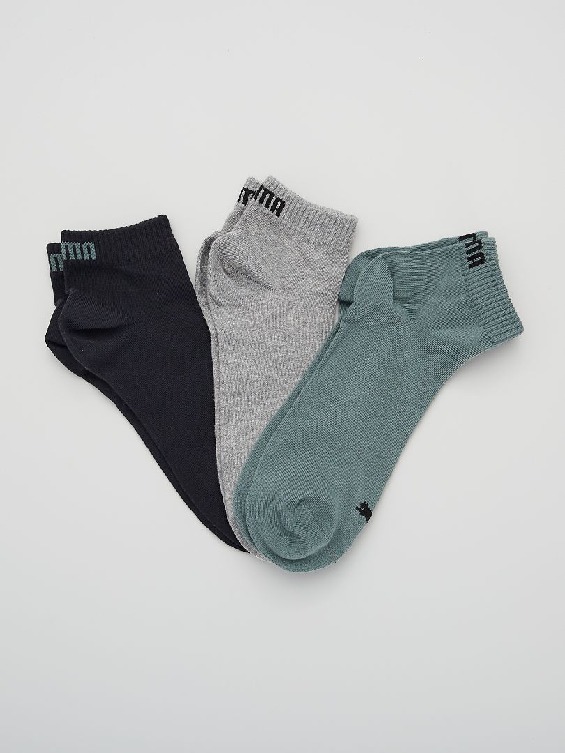 Lot de 3 paires de chaussettes 'Puma' vert/gris/noir - Kiabi