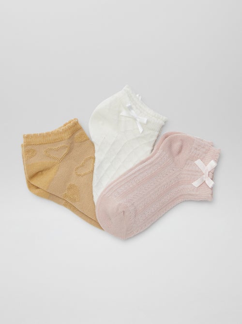 Lot de 3 paires de chaussettes socquettes en maille fantaisie - Kiabi