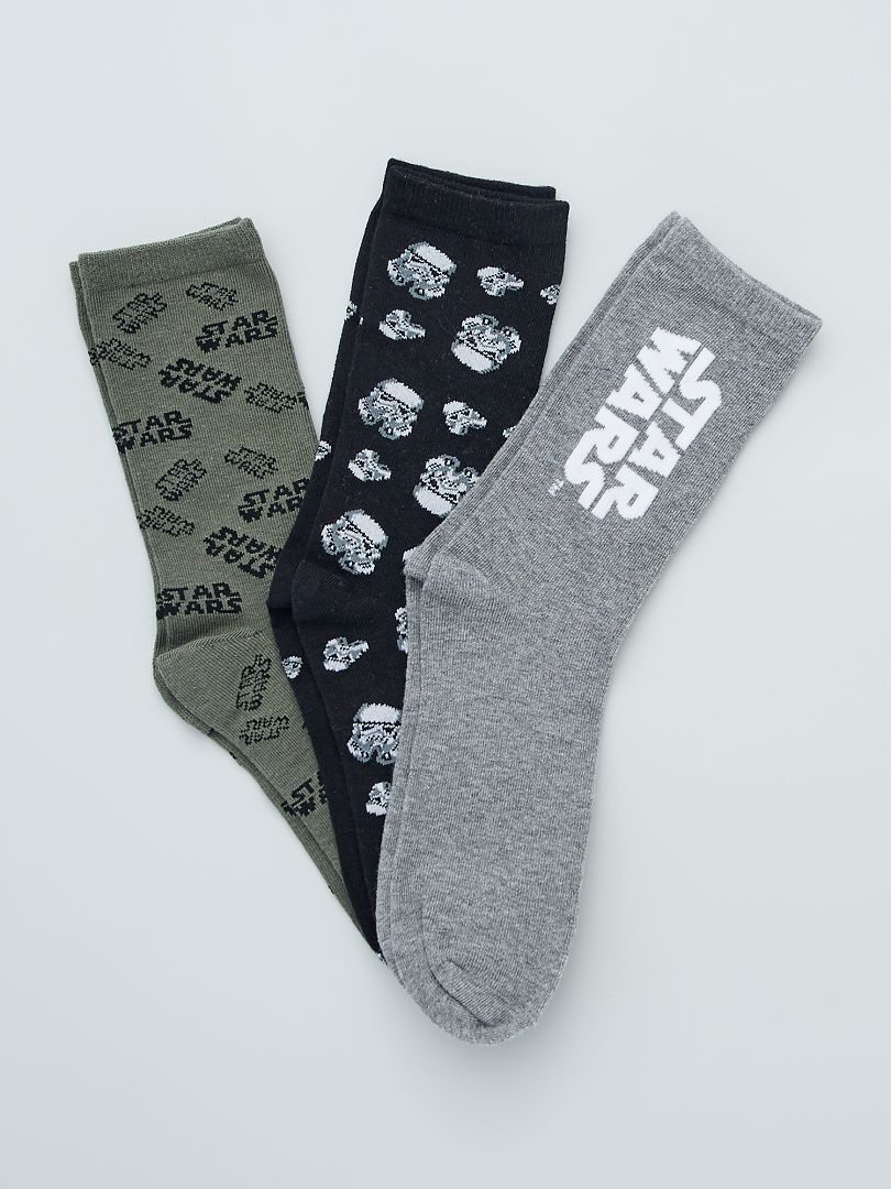 Lot de 3 paires de chaussettes 'Star Wars' noir/gris/kaki - Kiabi