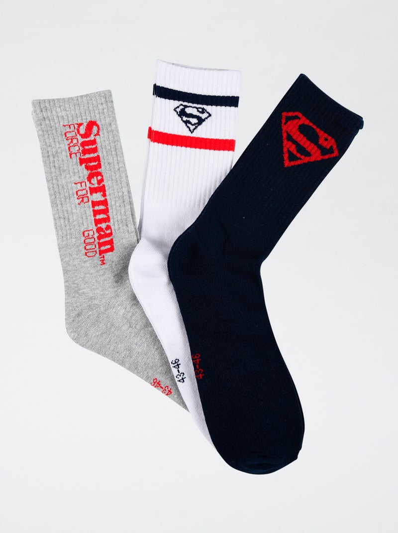 Lot de 3 paires de chaussettes 'Superman' Blanc/bleu/noir - Kiabi