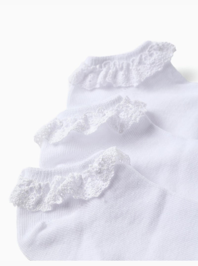 Lot de 3 paires de socquettes avec détail en dentelle Blanc - Kiabi
