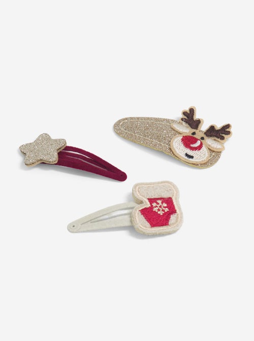 Lot de 3 pinces clic clac 'Noël' - Kiabi