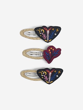 Lot de 3 pinces clic clac 'papillons et design fantaisie'