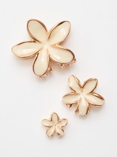 Lot de 3 pinces en fleurs dorées - Kiabi