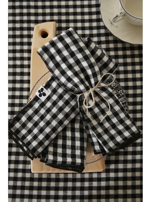 Lot de 3 serviettes de tables - gaze de coton tissée - carreaux vichy - vickie - Kiabi