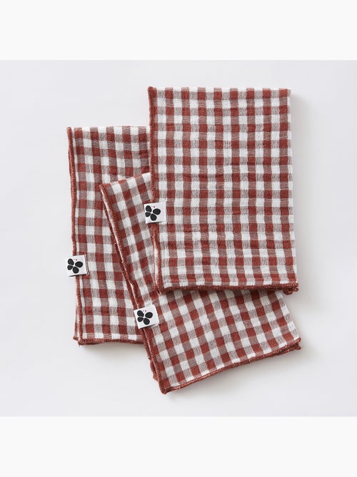 Lot de 3 serviettes de tables - gaze de coton tissée - carreaux vichy - vickie - Kiabi