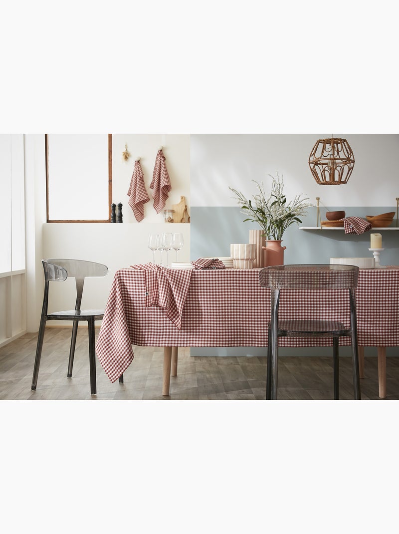 Lot de 3 serviettes de tables - gaze de coton tissée - carreaux vichy - vickie Terracotta - Kiabi