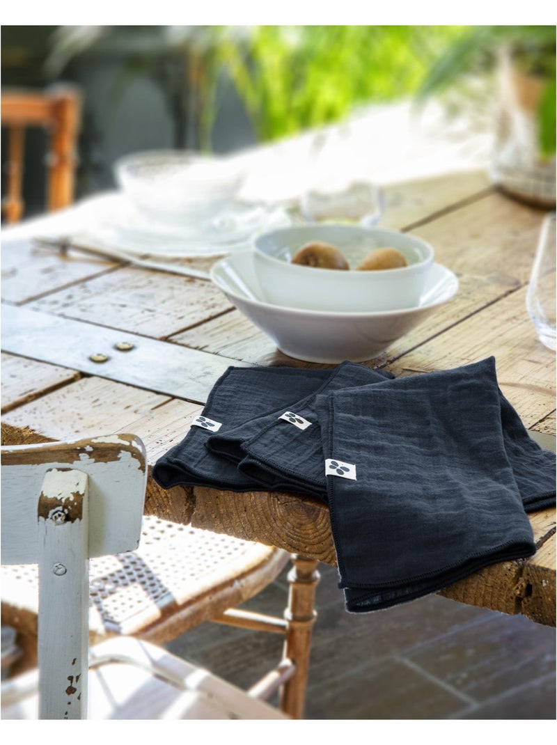 Lot de 3 serviettes – double gaze de coton - gaïa Bleu foncé - Kiabi