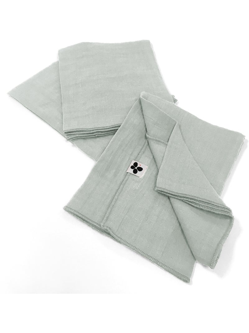 Lot de 3 serviettes – double gaze de coton - gaïa Vert eucalyptus - Kiabi