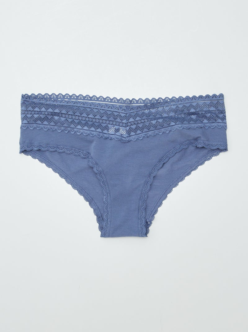 Lot de 3 shorties avec dentelle Bleu - Kiabi