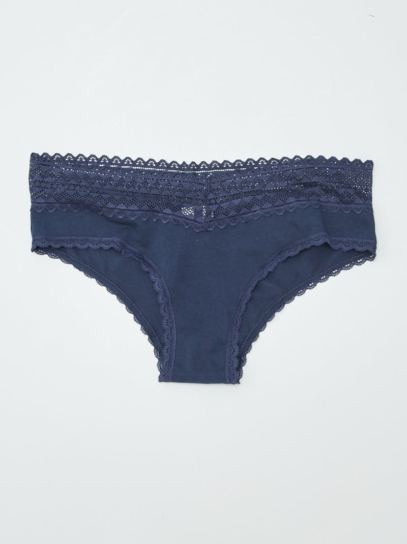 Lot de 3 shorties avec dentelle Bleu - Kiabi