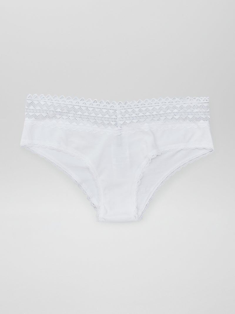 Lot de 3 shorties avec dentelle Gris/blanc/noir - Kiabi