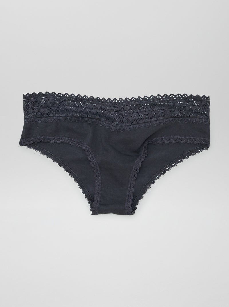 Lot de 3 shorties avec dentelle Gris/blanc/noir - Kiabi