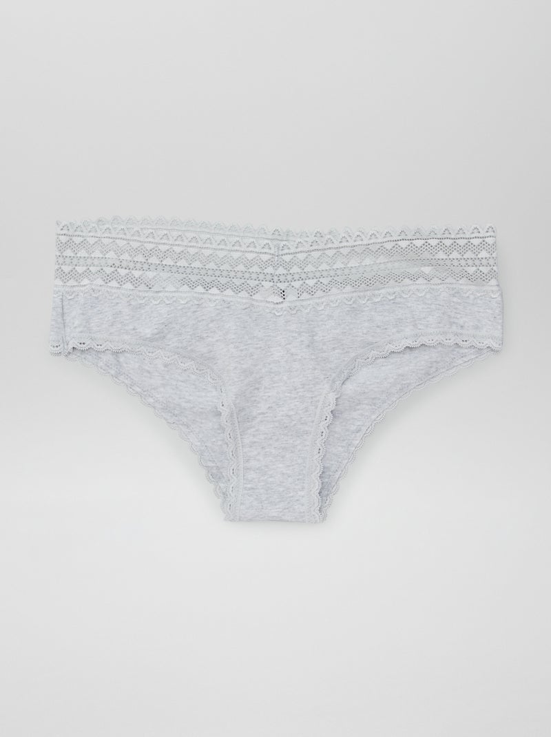 Lot de 3 shorties avec dentelle Gris/blanc/noir - Kiabi