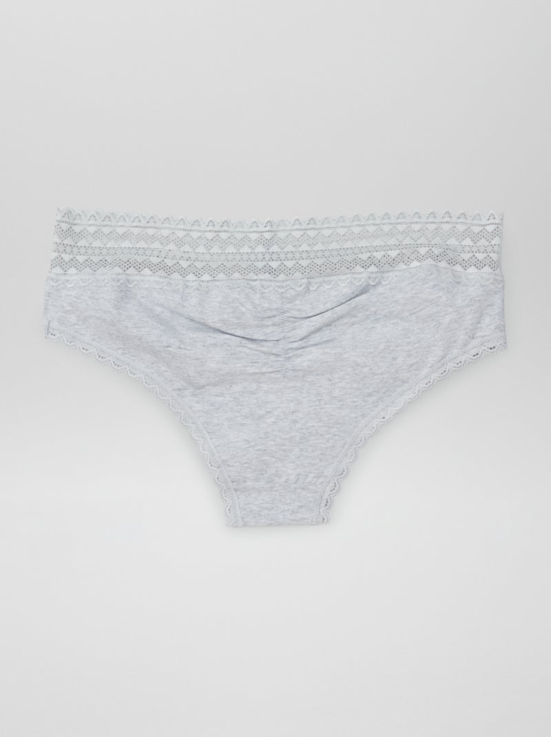 Lot de 3 shorties avec dentelle Gris/blanc/noir - Kiabi