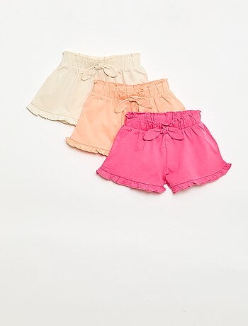 Lot de 3 shorts unis volantés