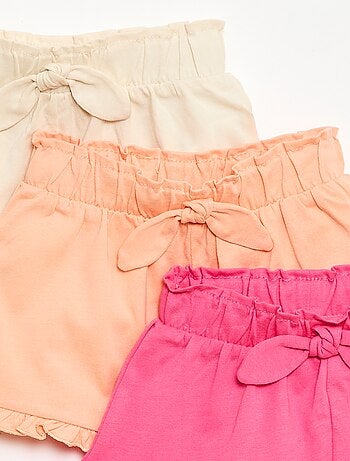 Lot de 3 shorts unis volantés