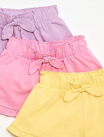 Lot de 3 shorts unis volantés