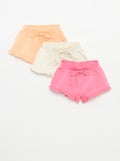 Lot de 3 shorts volantés ORANGE - Kiabi